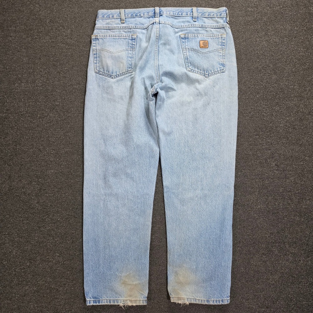 Carhartt Jeans Mens 40x30 Blue Light Wash Denim B18 STW Workwear Traditional Fit